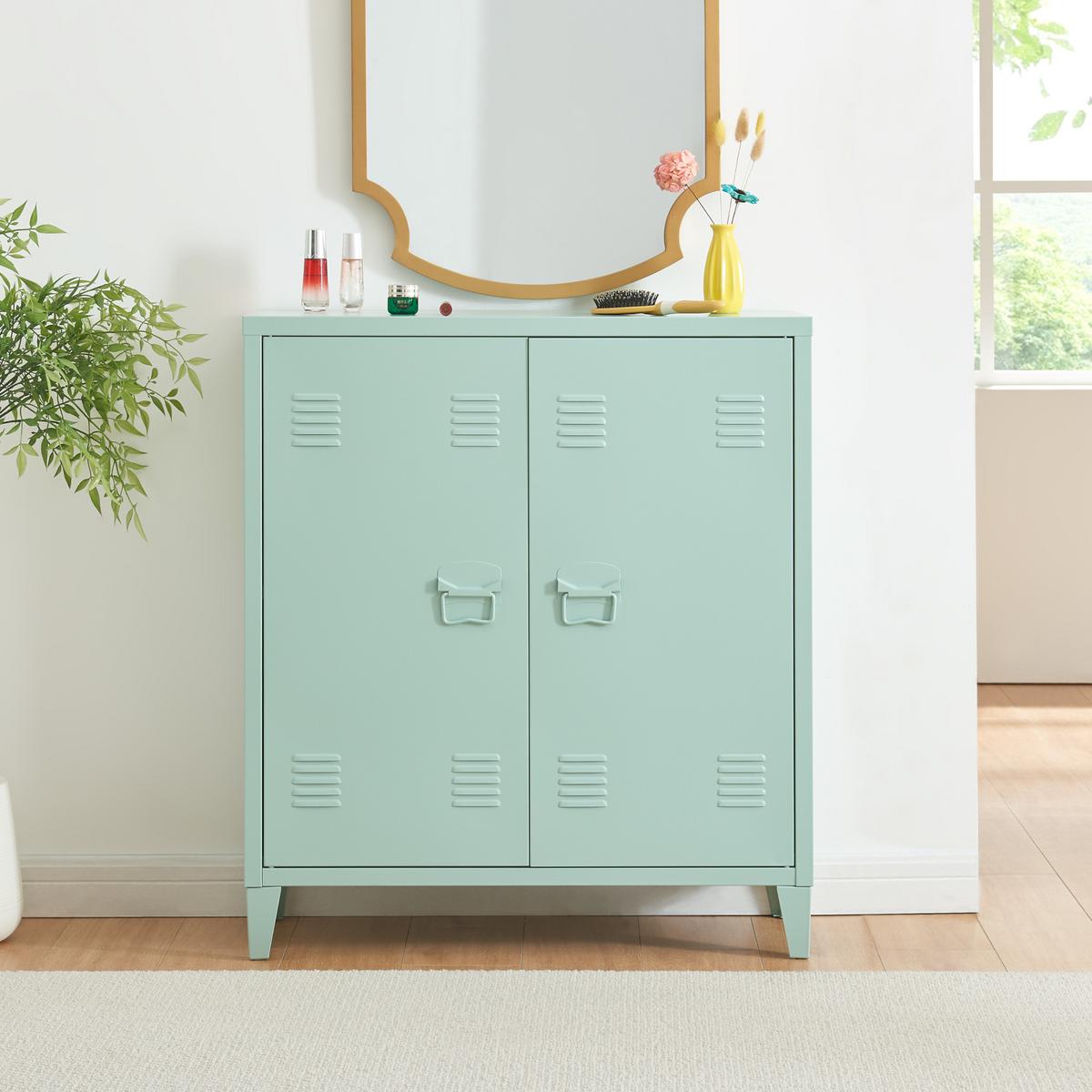 METALLSCHRANK Oripää - Pastellgrün, Metall (80/90/33cm) - [en.casa]