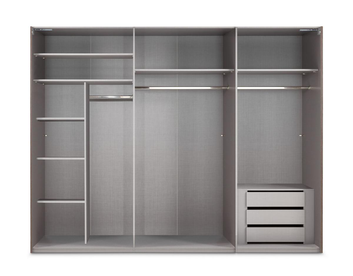 SCHWEBETÜRENSCHRANK 3-türig B300/H216/T65 cm in Weiß, eine Spiegeltür, Kleiderschrank inkl. Vollausstattung / 22019 - Rot/Weiß, Holzwerkstoff/Metall (300/216/65cm) - luma-home