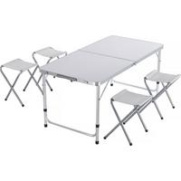 GARTEN-ESSMÖBELENSEMBLE ensembe table de camping et 4 tabourets pliants - 125 x 60 cm - blanc weiss - Weiß, Metall - Habitat Garten