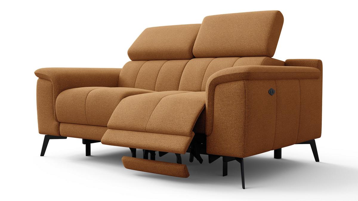 RELAXSOFA FIERO 2-Sitzer mit 2 Relaxfunktionen, orange - Schwarz/Orange, Holzwerkstoff/Textil (170/82/103cm) - Wozimo