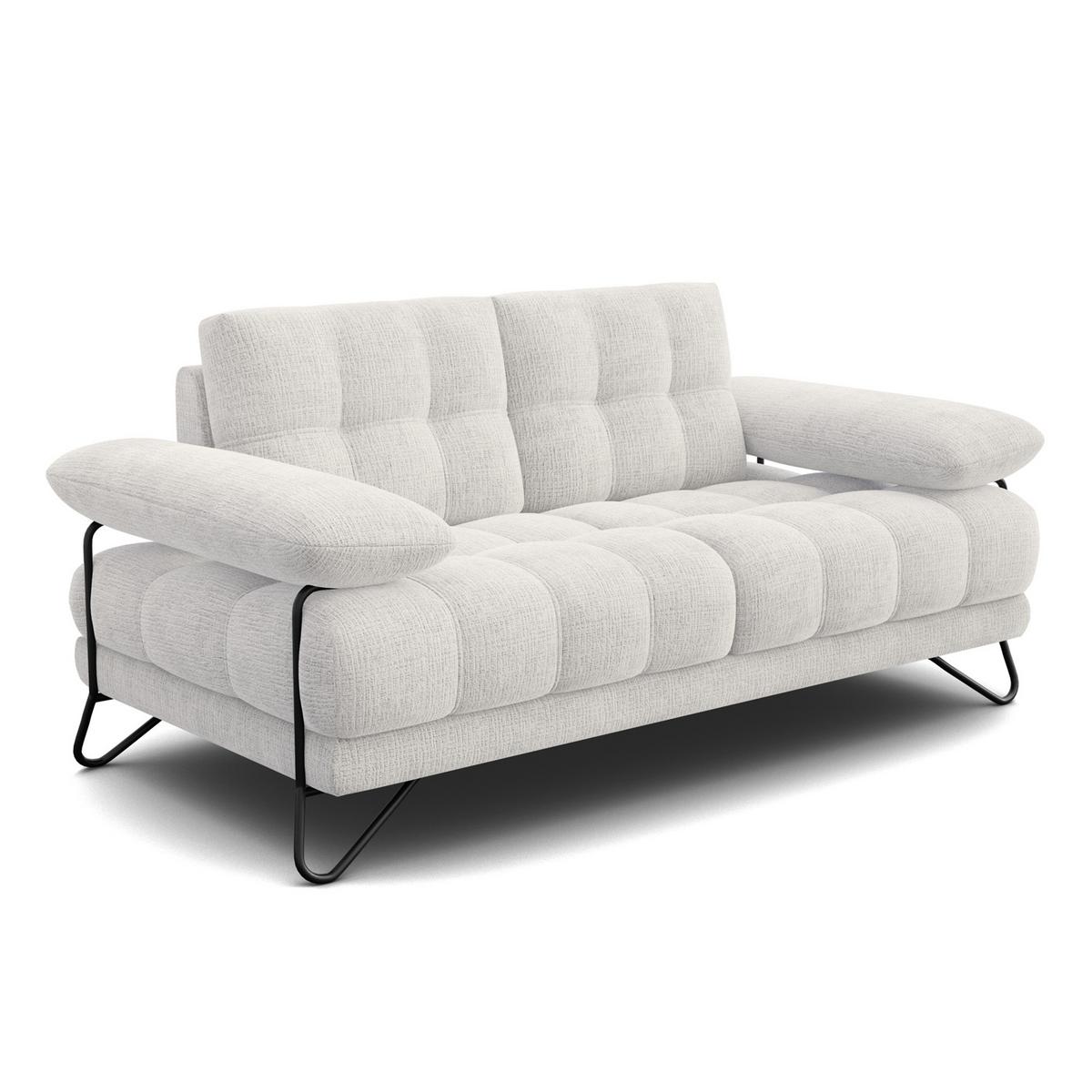 SOFA BUBBARA 2-Sitzer, creme - Creme/Schwarz, Holz/Textil (185/87/96cm) - Wozimo