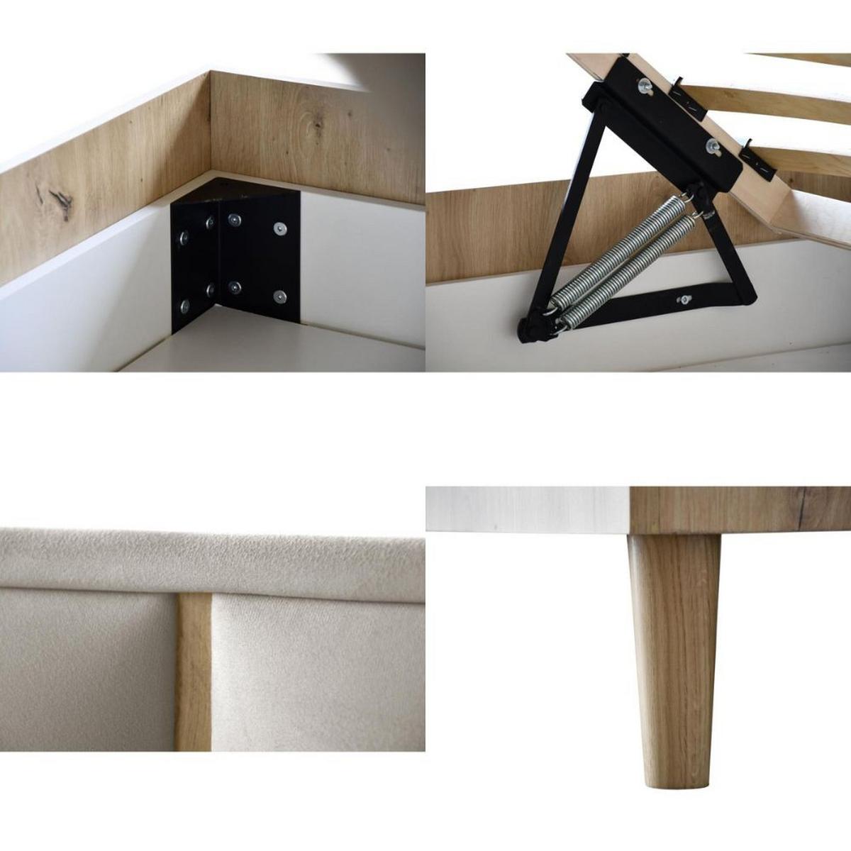 POLSTERBETT Stella 166/211/108 mit 2 Nachttischen grau - Graphitfarben/Grau, Holzwerkstoff/Textil (160/200cm) - Beautysofa