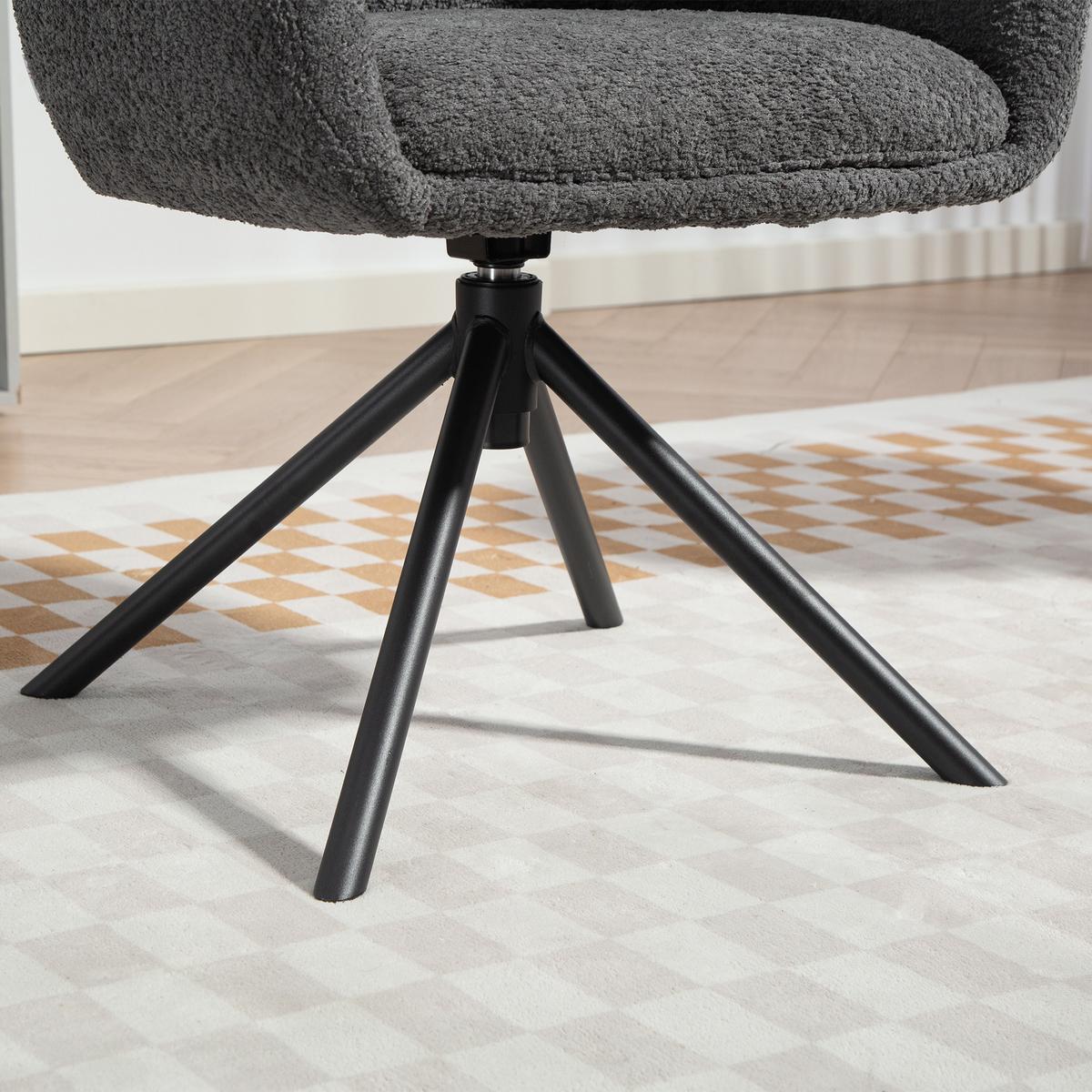 ARMLEHNENSTUHL Loungesessel mit Armlehne, 360° Drehfunktion, Leinenoptik, Dunkelgrau - Dunkelgrau, Textil (58.5/78.5/59cm) - HOMCOM