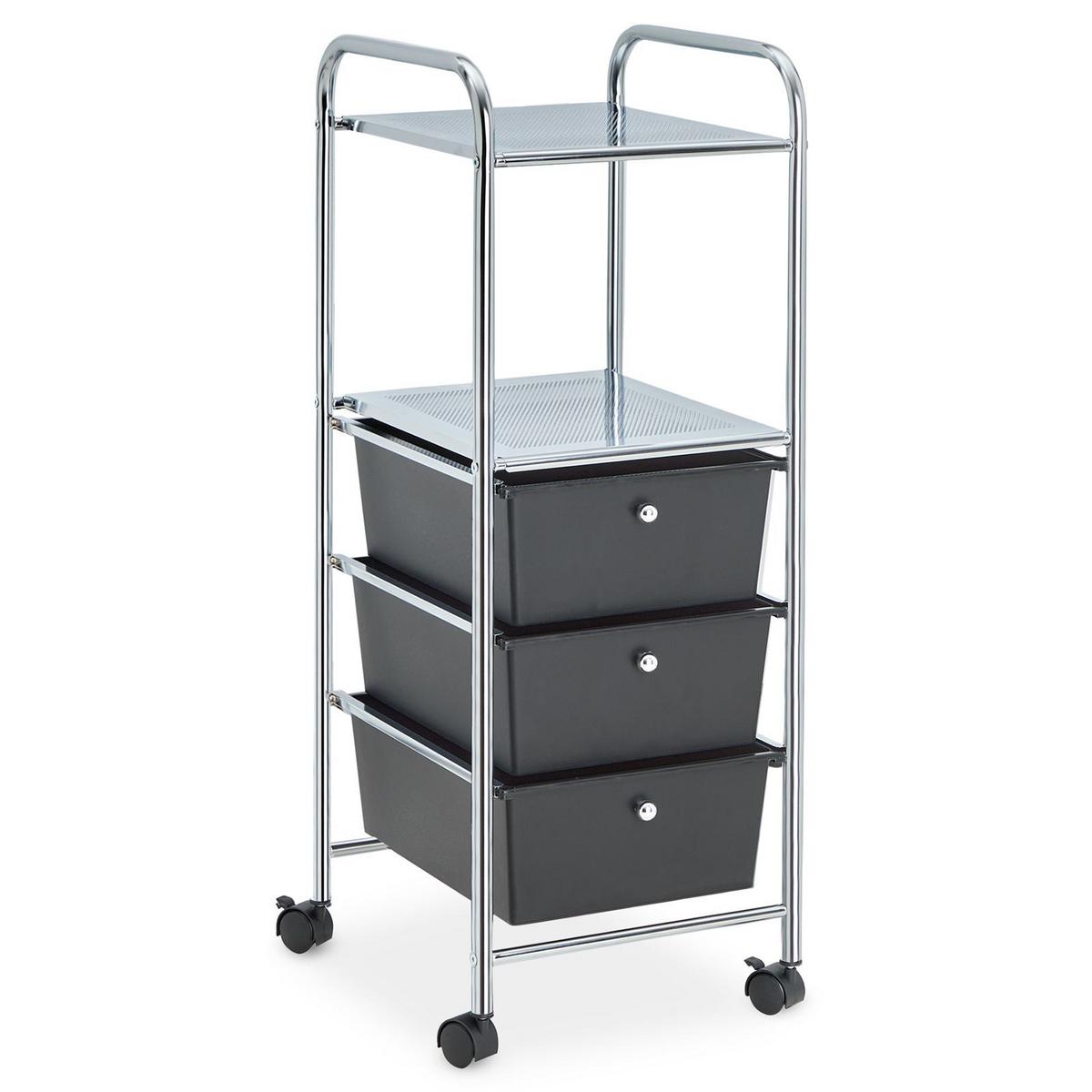 BADROLLWAGEN GINA schwarz - Schwarz, Kunststoff/Metall (33/92/40cm) - IDIMEX