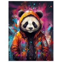 POSTER Panda - Jacke - Graffiti - Orange Wandbilder 30x40 cm - Orange, Papier (30/40/0.1cm) - MuchoWow