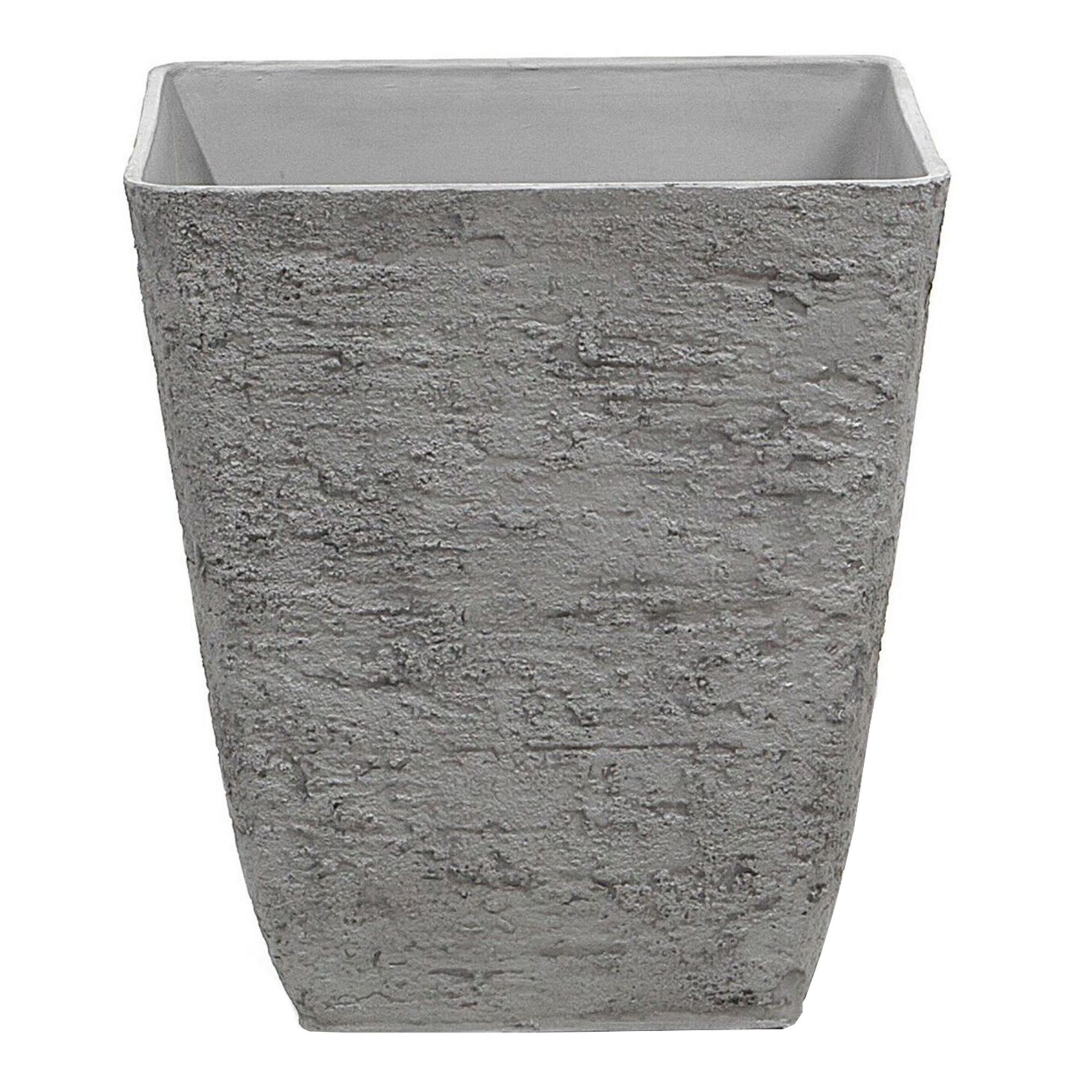 BLUMENTOPF dunkelgrau quadratisch 39/39/43 cm Delos - Dunkelgrau, Stein (43cm) - Beliani