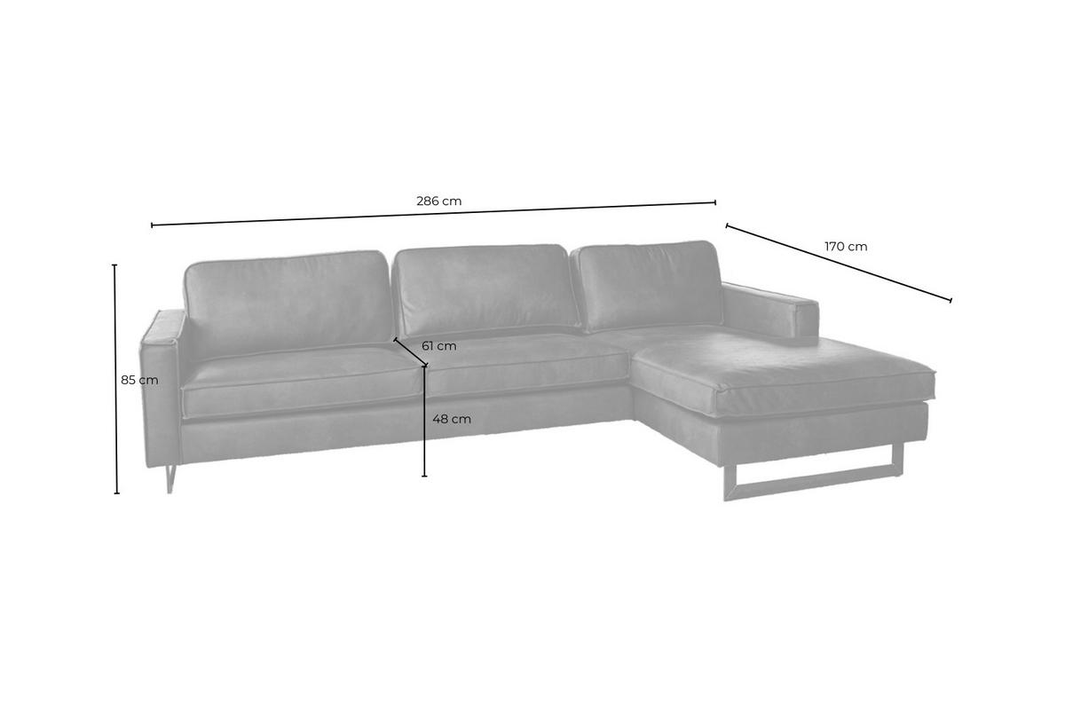 ECKSOFA VILNIUS Schwarz Lederfaserstoff - Schwarz, Leder/Metall (286/170cm) - KAWOLA