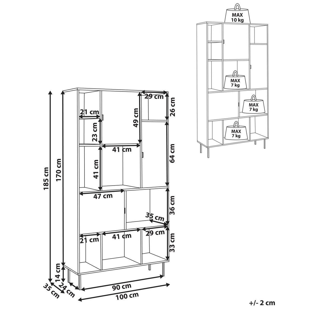 REGAL mit 5 Ebenen 185 cm Hellbraun Amos - Braun, Holzwerkstoff (100/185/35cm) - Beliani