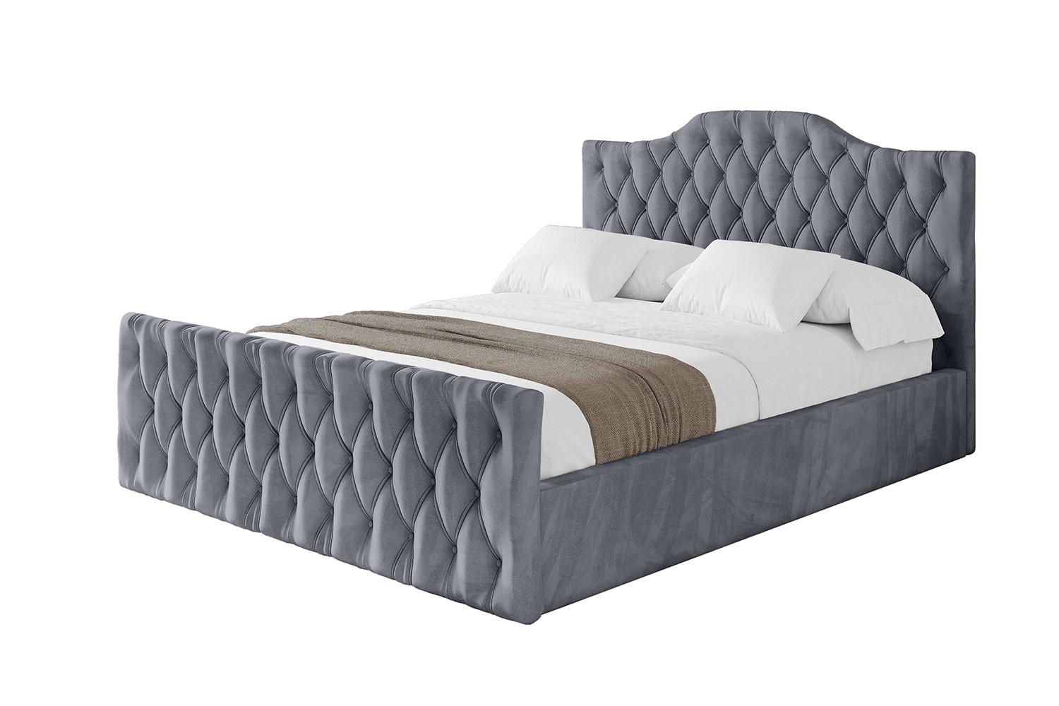 POLSTERBETT mit Bettkasten, Fußteil und Lattenrost, Boxbett mit Matratze H3/H4 - FALIO-Z 120x200 Grau - Grau, Holzwerkstoff/Textil (120/200cm) - ALTDECOR