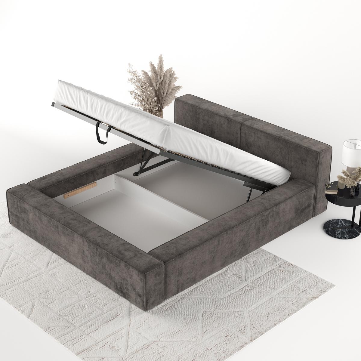 POLSTERBETT Casto mit Stauraum 160/200 cm Braun im Terra NW Stoff - Schwarz/Naturfarben, Holz/Holzwerkstoff (160/200cm) - AltaBeds