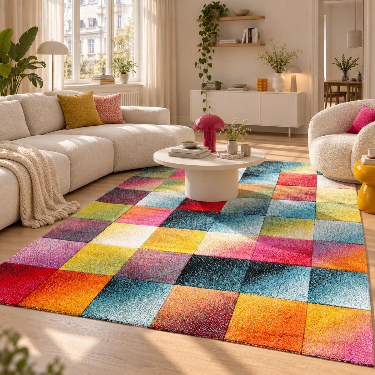 DESIGNER TEPPICH MAUI MODERN KARO - Multicolor, Textil (80/150cm) - Pergamon