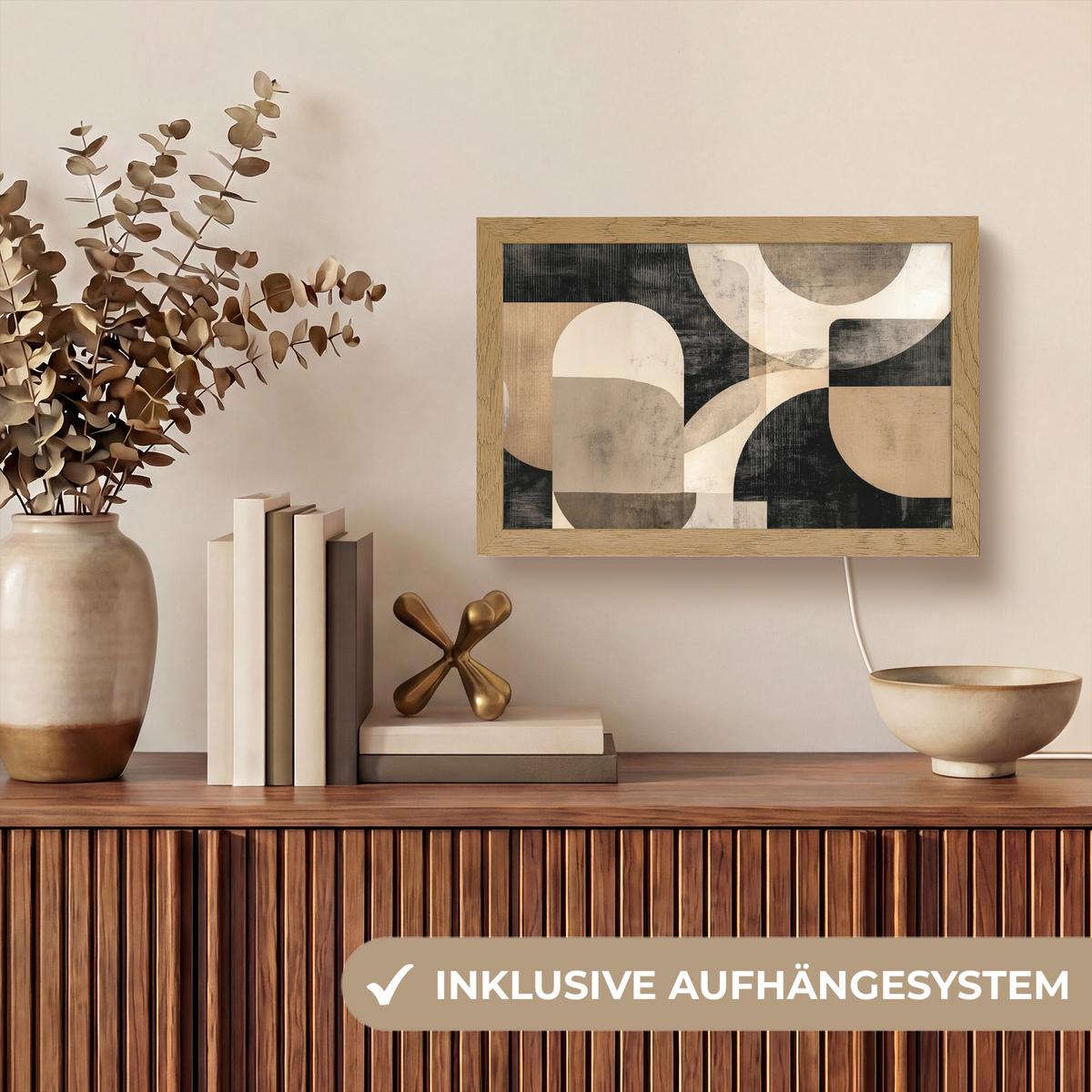 WANDLEUCHTE Abstrakt - Formen - Modern - Beige 30x20 cm - Grau, Holzwerkstoff (30/20/8cm) - OnlyWow