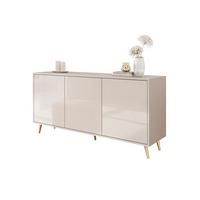 KOMMODE SANAYI Kaschmir Hochglanz – schräge goldene Beine - Kaschmir/Goldfarben, Holzwerkstoff (154/72/40cm) - Lookway