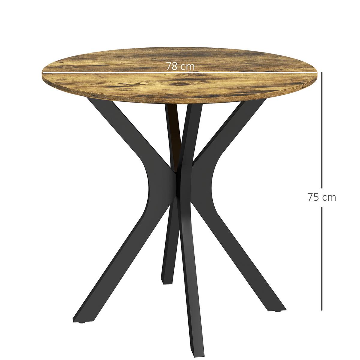 ESSTISCH, Runder Küchentisch, Moderner Esszimmertisch mit Spider-Stahlgestell - Braun, Holzwerkstoff (78/78/75cm) - HOMCOM