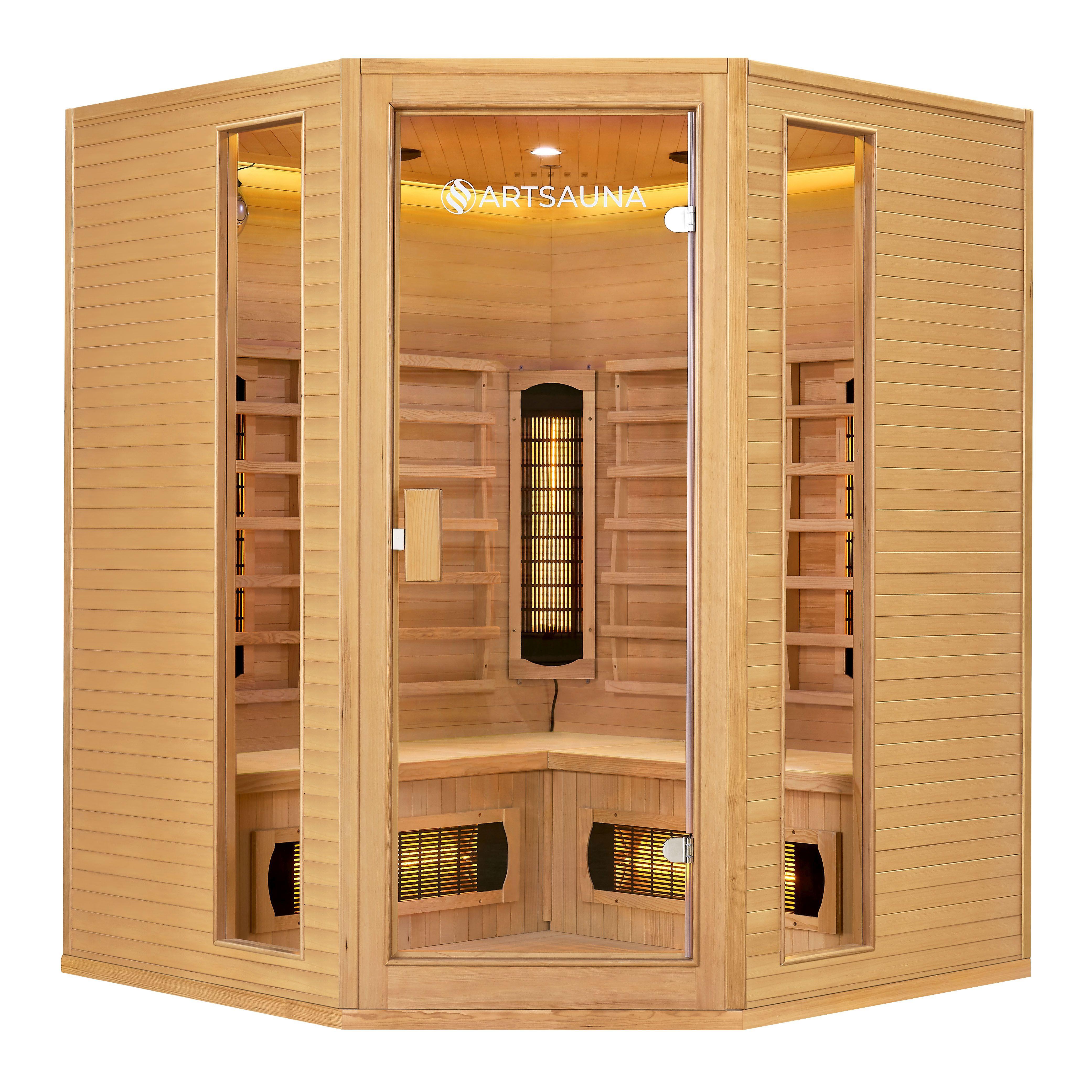 INFRAROTKABINE Nyborg E150V mit Vollspektrum-, Flächenstrahlern & Hemlockholz - Naturfarben, Holz (150/190/150cm) - Artsauna