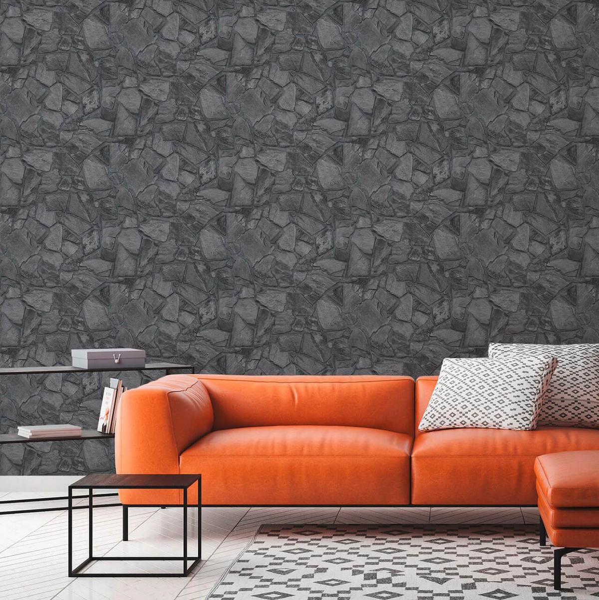 VLIESTAPETE Grau 53/1005 cm - Schwarz, Textil (53/1cm) - KUNSTLOFT