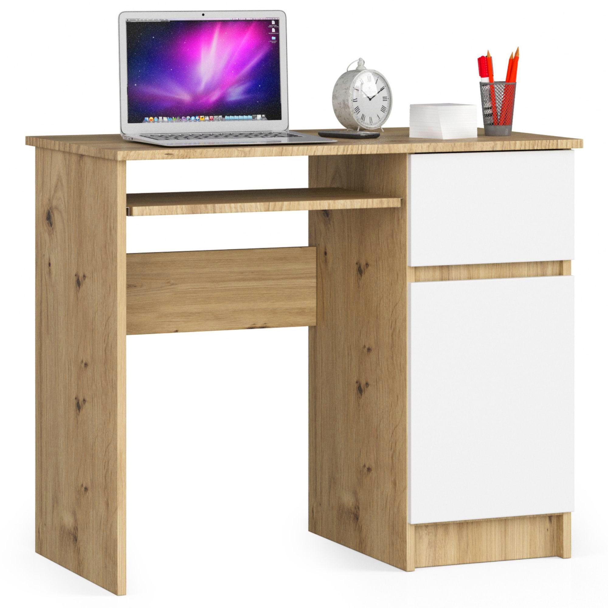 SCHREIBTISCH Eiche Artisan, Weiß 77/90/50 - Eiche Artisan/Weiß, Holzwerkstoff (120/53.6/77cm) - RAUMHIRSCH FURNITURE