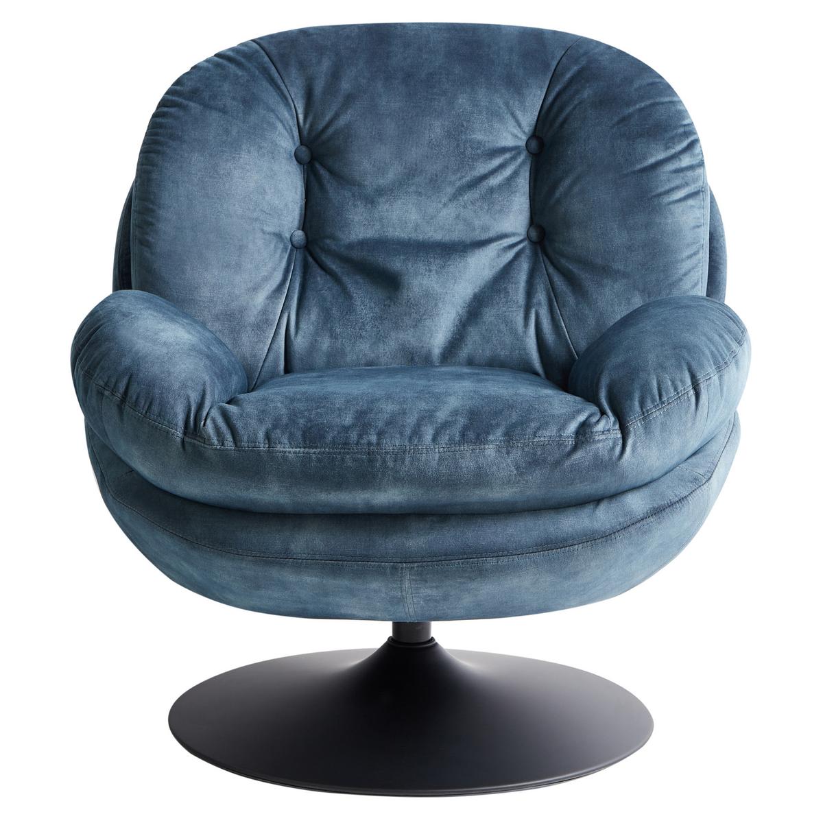 DREHSESSEL Dunkelblau Nolvik - Schwarz/Dunkelblau, Textil/Metall (82/82/85cm) - Beliani