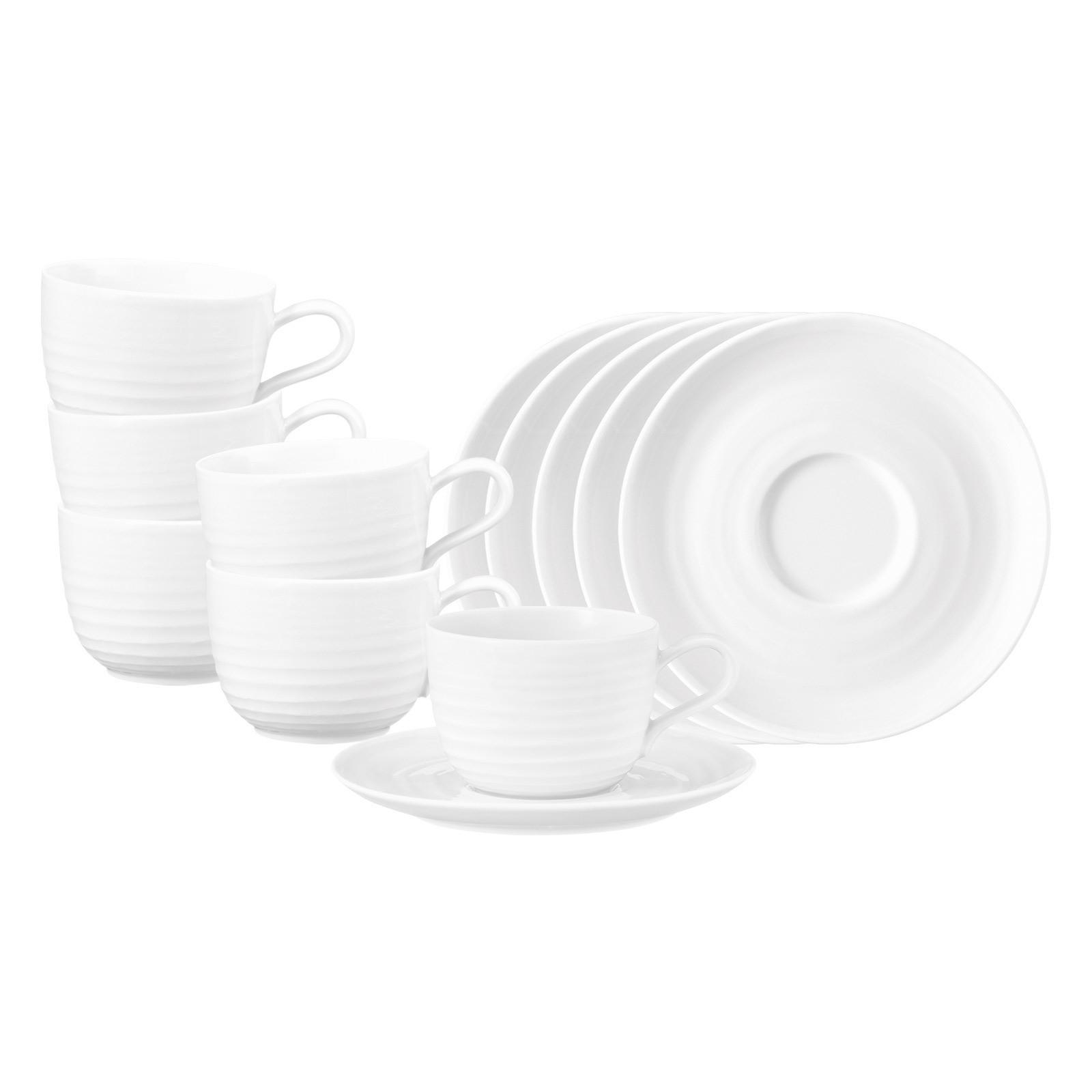 KAFFEETASSEN MIT UNTERTASSEN Terra Weiß 260 ml 6er Set - Weiß, Keramik (0.26L) - Seltmann Weiden