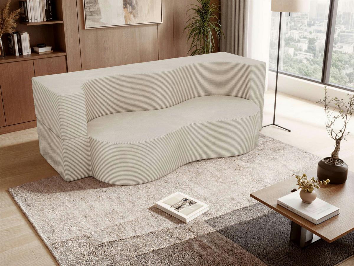 2-SITZER SOFA SANOA - Creme Cord - Creme, Textil (200/68/100cm) - MKS