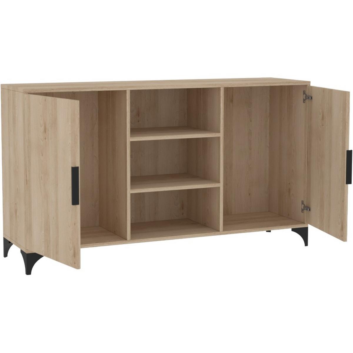 KOMMODE Home mit 2 Türen und 2 Regale, ohne Griffe, eiche Artisan - Schwarz/Eiche Artisan, Holzwerkstoff (150/85/40cm) - Beautysofa