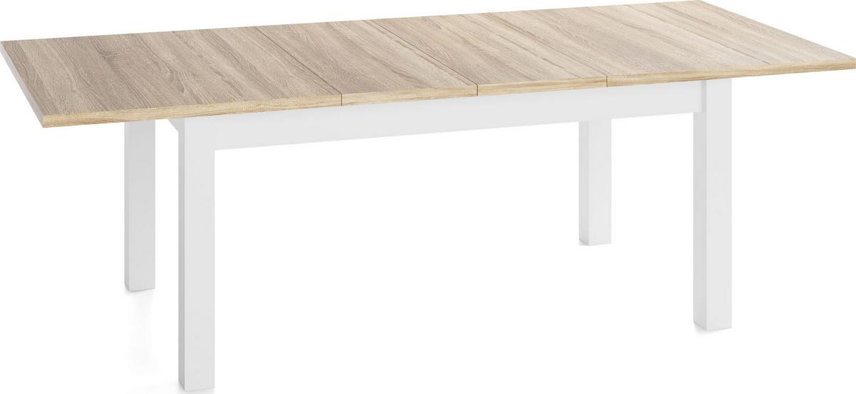 ESSTISCH Lindberg Weiß ausziehbar verlängerbar rechteckig, Eiche Sonoma Hellbraun 160-240/90/77 cm - Weiß/Sonoma Eiche, Holz/Holzwerkstoff (90/240/76.5cm) - WFL GROUP