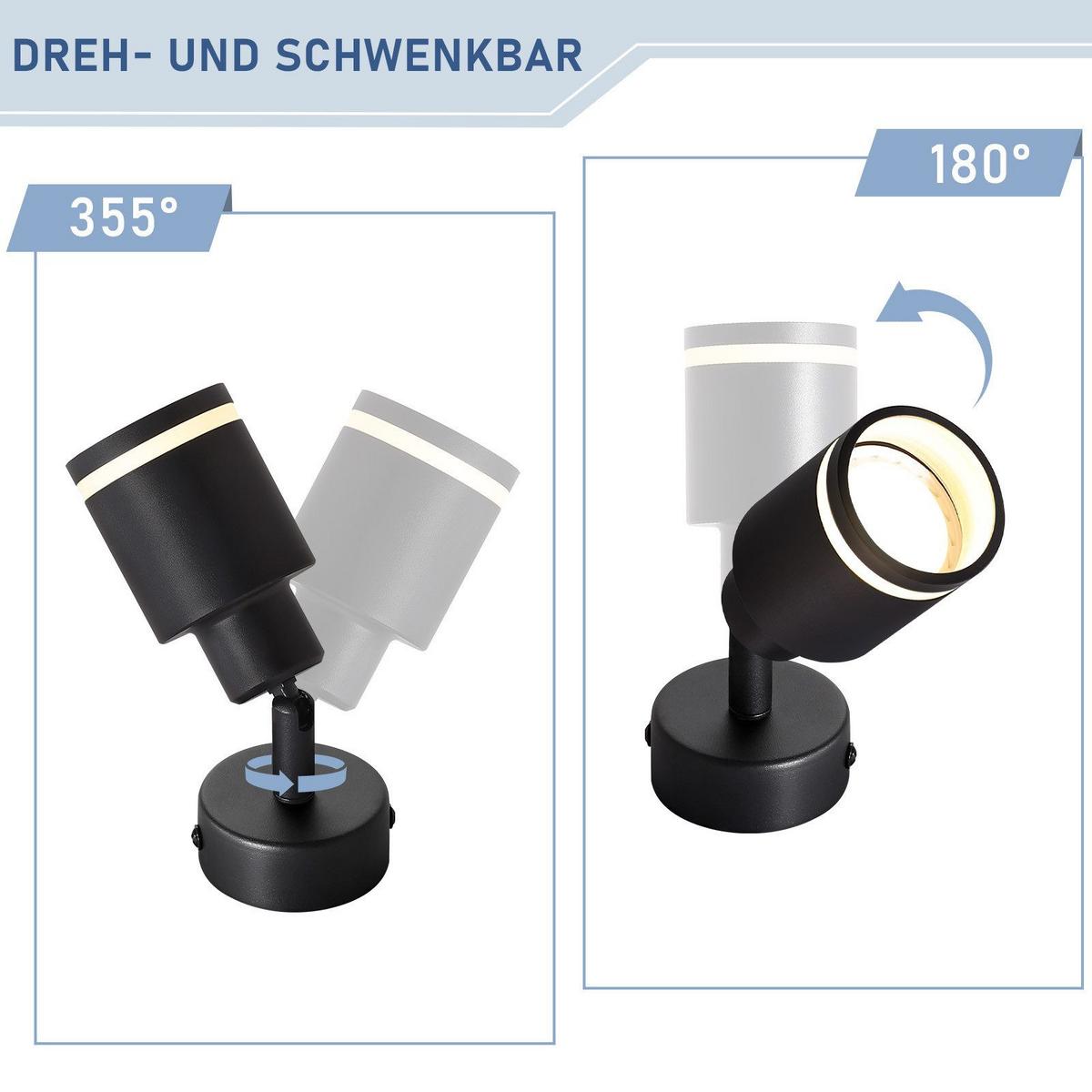 DECKENSTRAHLER Lauterberg 1-flammig 6/6/15.7 cm - Schwarz, Metall (6/6/15.7cm) - Nettlife