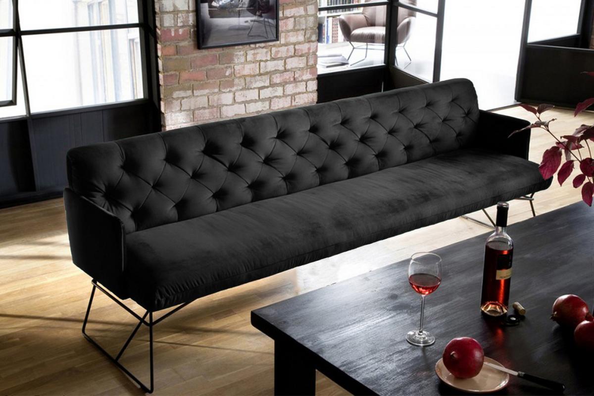 ESSZIMMERBANK CHARME Schwarz Velvet - Schwarz, Textil (166/85/68cm) - KAWOLA