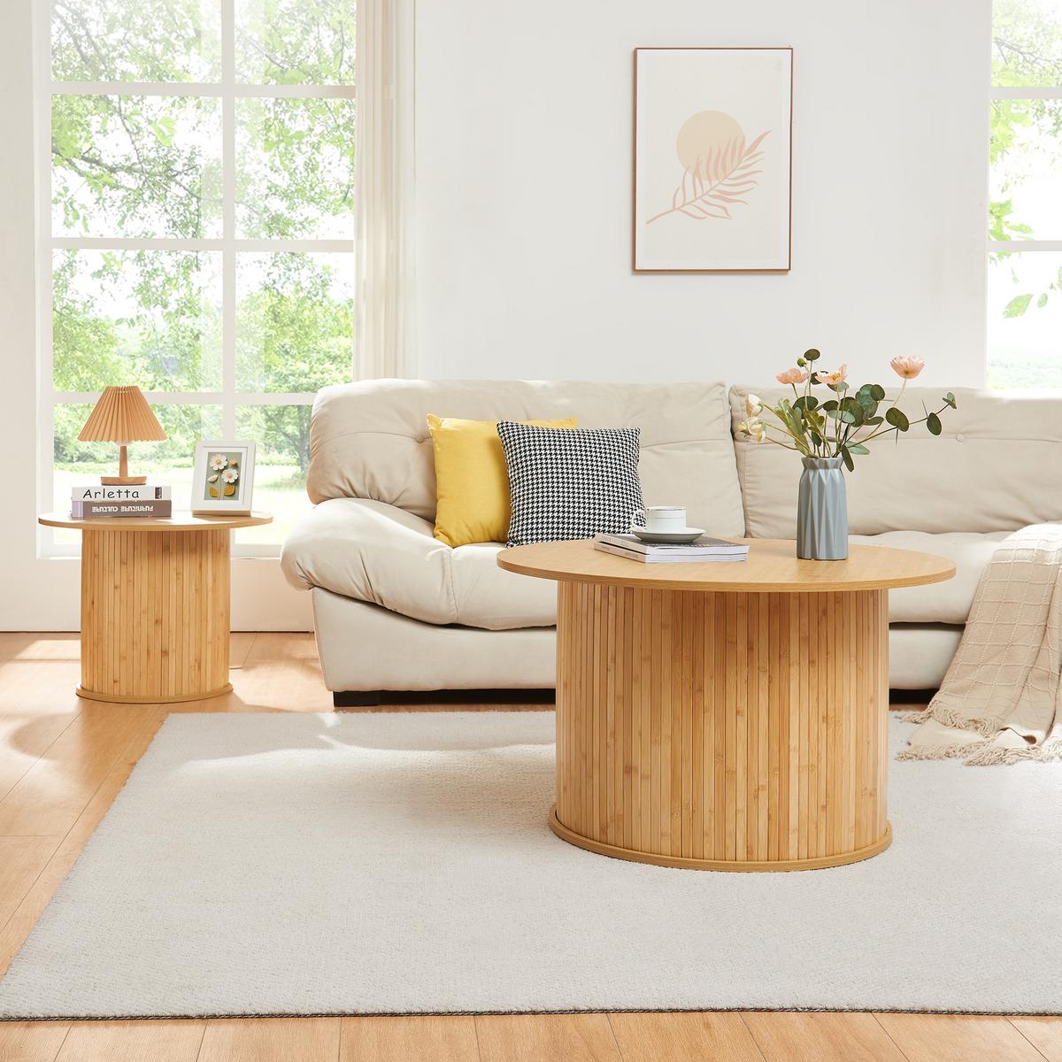 COUCHTISCH Ledepid 48/80 cm - Naturfarben, Holz/Holzwerkstoff (80/80/48cm) - [en.casa]