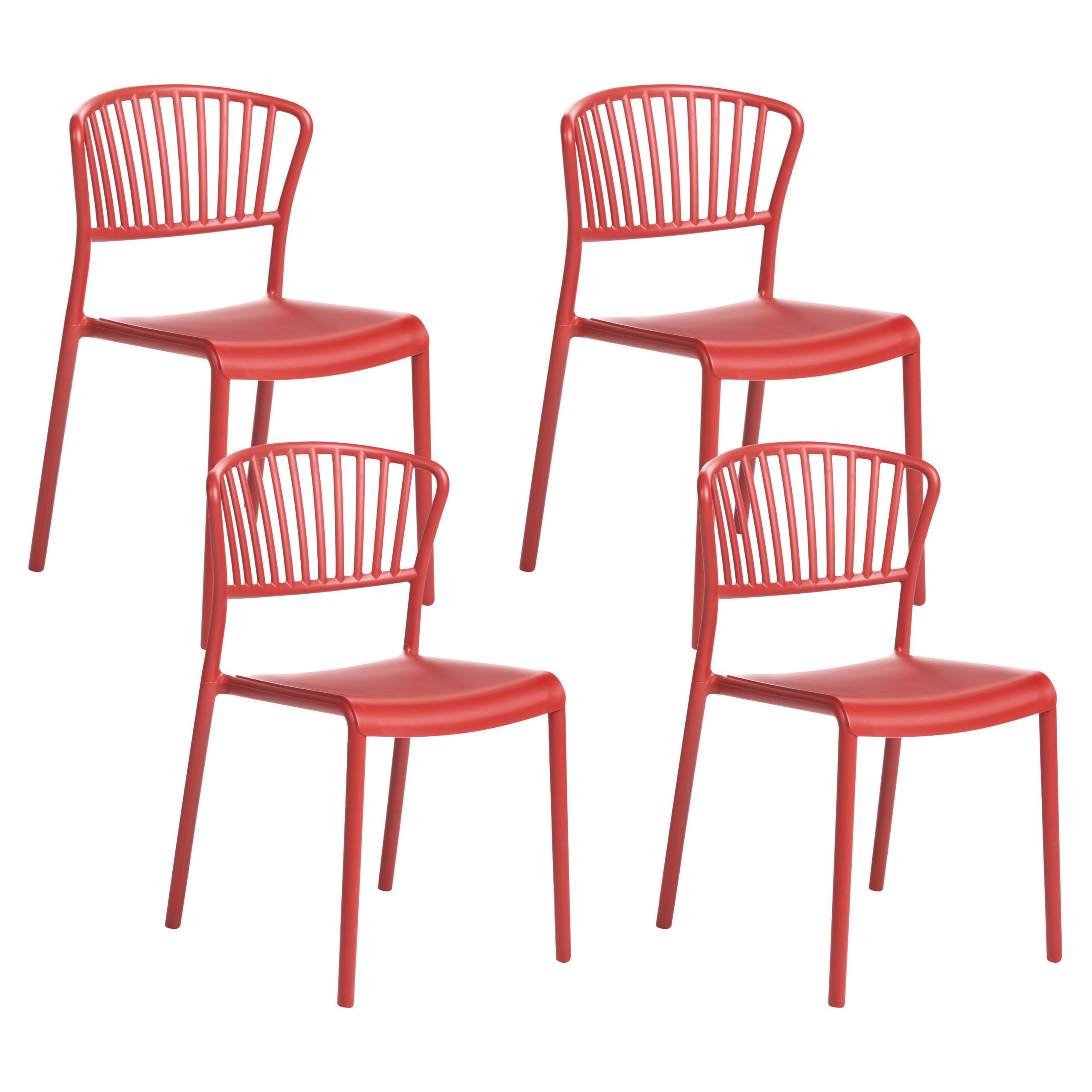 GARTENSTUHL 4er-Set Rot Gela - Rot, Kunststoff (45/78/50cm) - Beliani