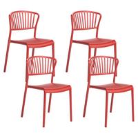 GARTENSTUHL 4er-Set Rot Gela - Rot, Kunststoff (45/78/50cm) - Beliani