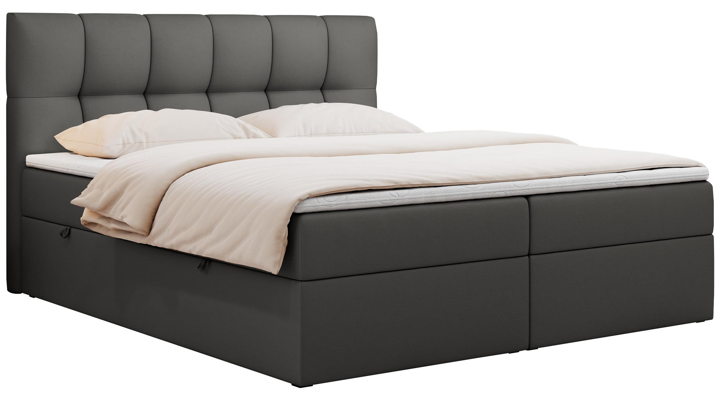 BOXBETT RICO 200/200 Dunkelgru Kunstleder - H3 - Dunkelgrau, Holz/Textil (200/200cm) - MKS