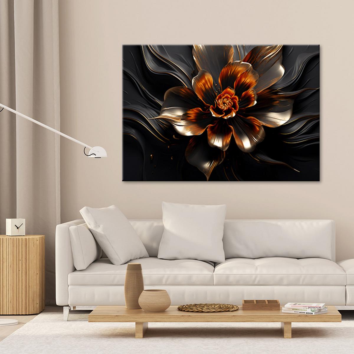 WANDBILD lotusblume glamourös ai - Goldfarben, Textil (60/40cm) - Feeby