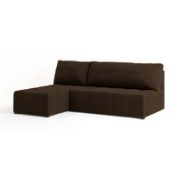 ECKSOFA DOMIRA Braun Plüsch-Stoff mit Schlaffunktion - Braun, Holz (200/141cm) - MASSENO