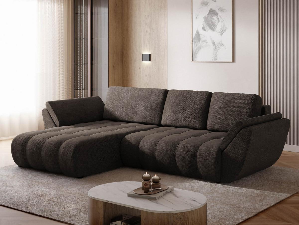 ECKSOFA Faro - Schwarz/Braun, Holz/Kunststoff (283/195cm) - MIRJAN24