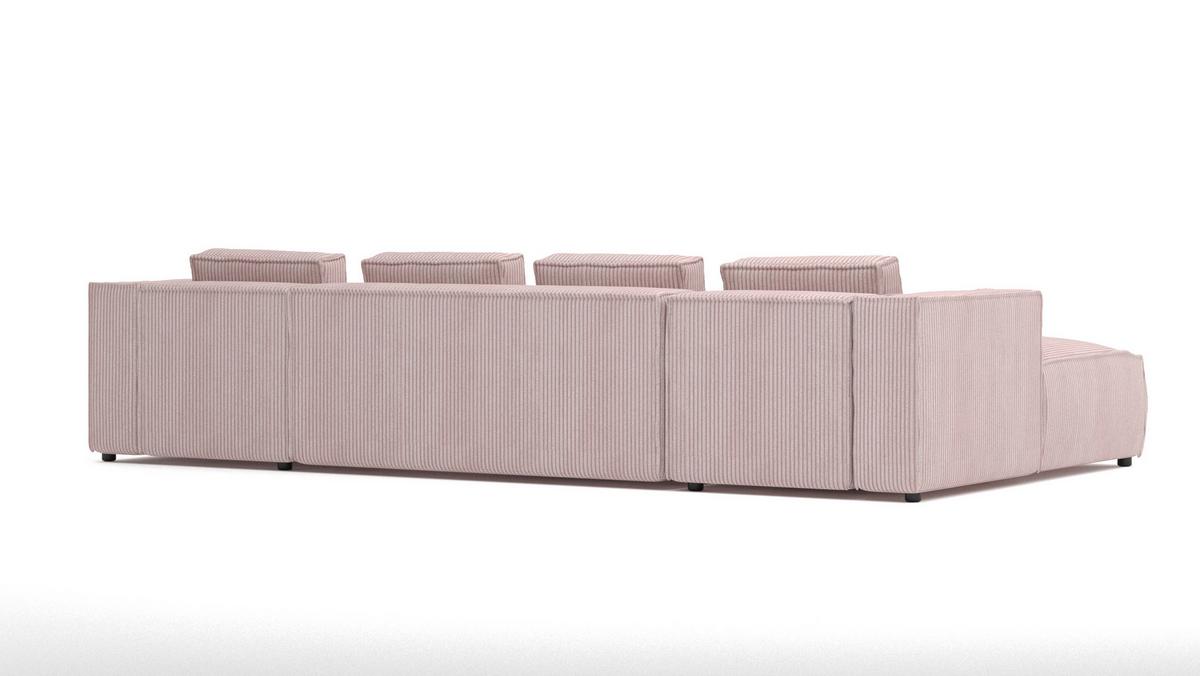 WOHNLANDSCHAFT Nova Puderrosa Cord - Pink/Schwarz, Holz/Kunststoff (327/64/176cm) - S-Style Möbel