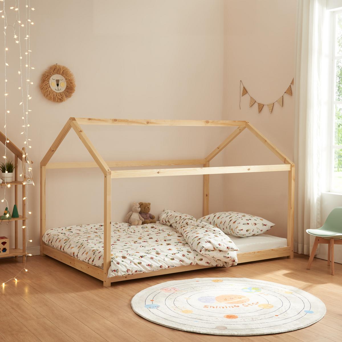 HAUSBETT Cerro - Naturfarben, Holz (120/200cm) - [en.casa]