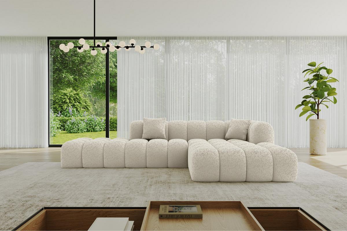 ECKSOFA Ottomane Rechts OLEA-L2 - 289x176x71 cm Beige - Beige/Schwarz, Holzwerkstoff/Kunststoff (289/176cm)