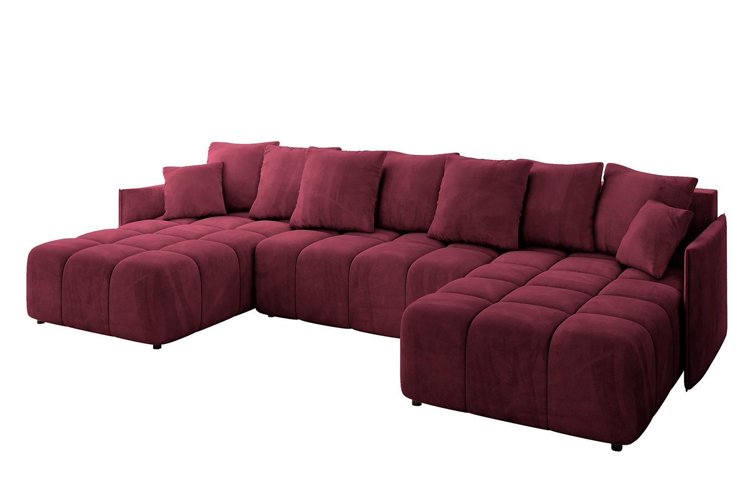 WOHNLANDSCHAFT LONLI-U 355x189x68 Bordeaux Velours - Bordeaux, Holzwerkstoff/Kunststoff (355/68/189cm) - ALTDECOR