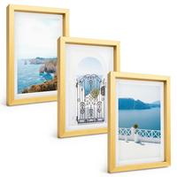 BILDER SET 3er Set - 20x30 cm Goldrahmen - Meeresarchitektur Griechenlands - Goldfarben, Kunststoff (20/30cm) - TULUP