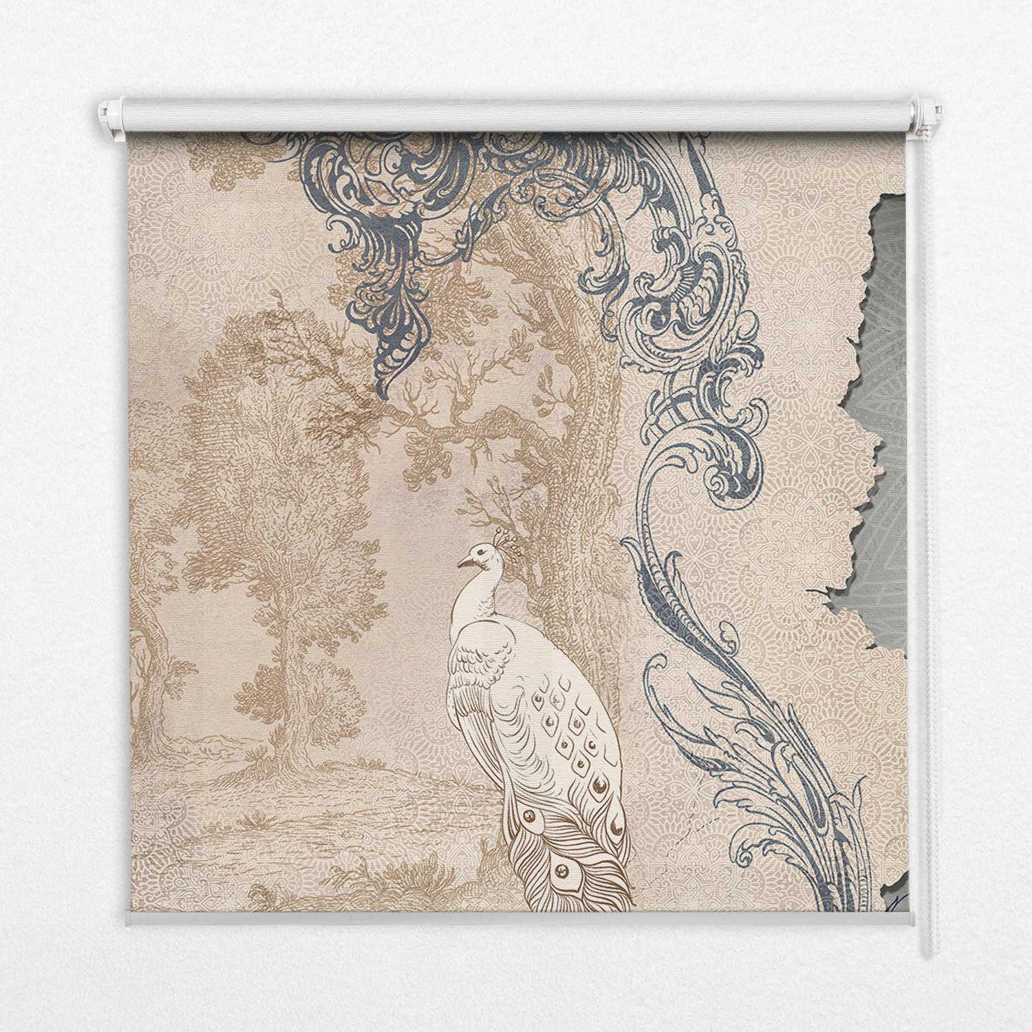 INNENROLLO - Fensterrollo - Rollo - 100x100 cm - Vintage-Vögel - Grau, Kunststoff (100/100/0.5cm) - TULUP