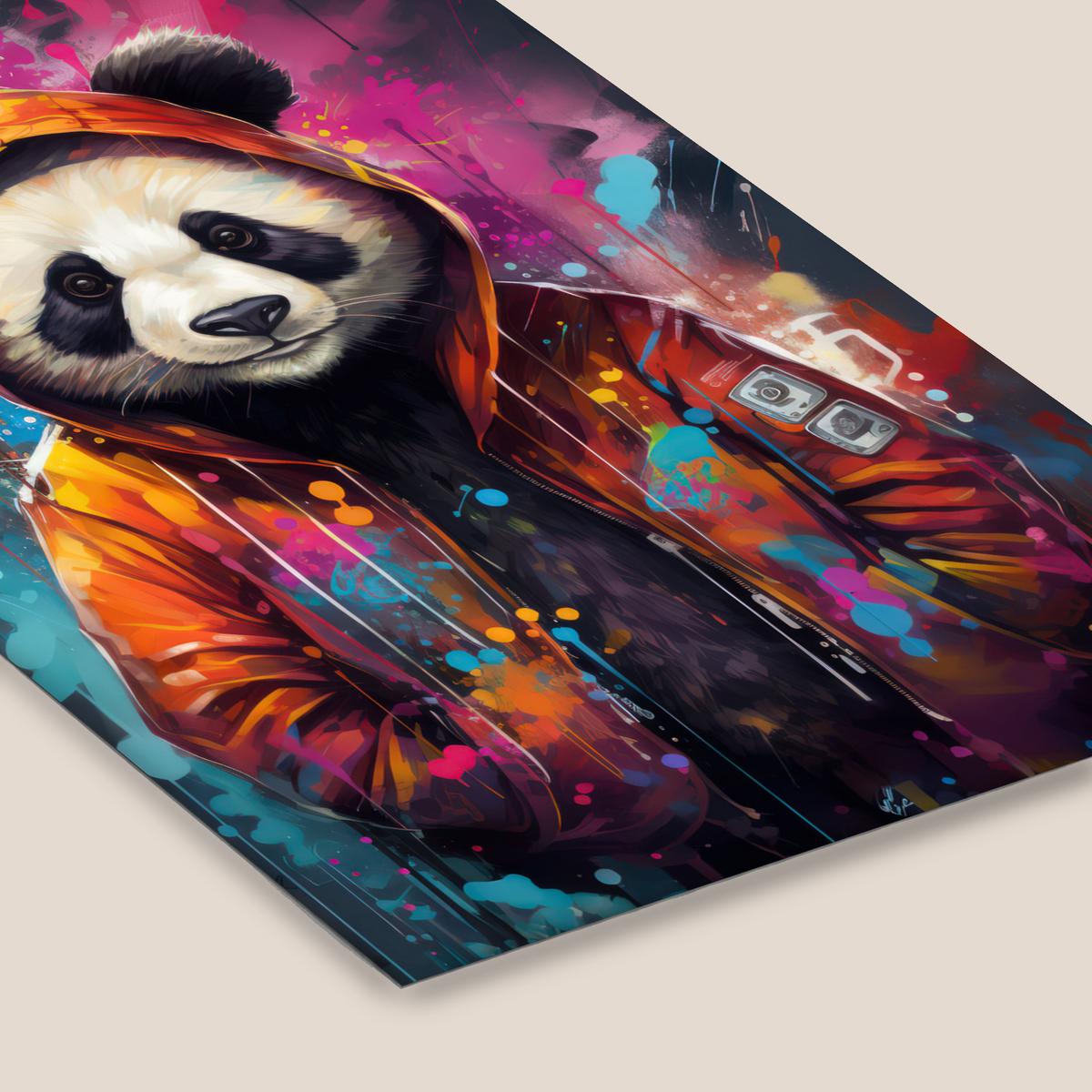 POSTER MIT RAHMENGERAHMTES BILD Panda - Jacke - Graffiti - Orange 60x90 cm - Orange, Papier (60/90cm) - MuchoWow