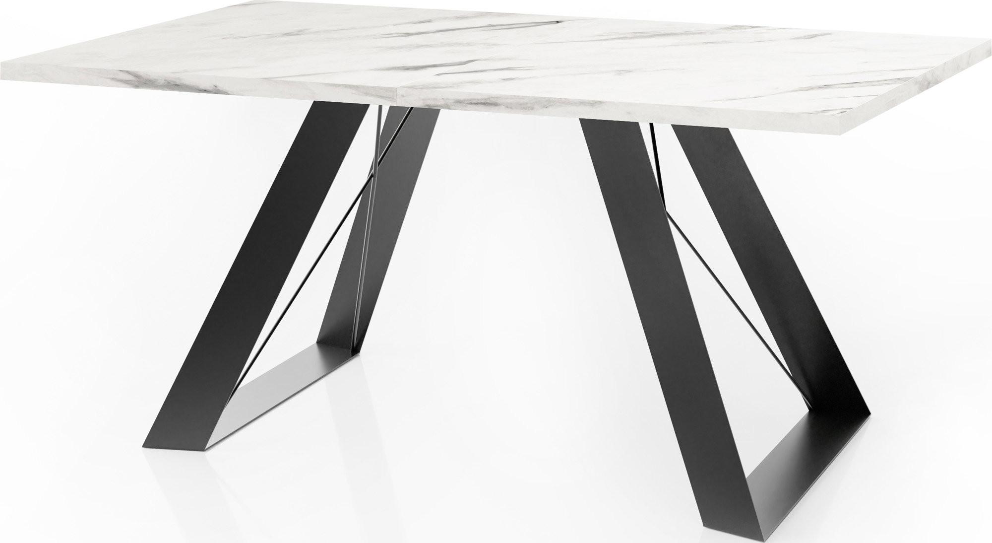 ESSTISCH Colter rechteckig ausziehbar, Weißer Marmor 140-240/80/76 cm - Ecru/Schwarz, Holzwerkstoff/Metall (80/240/76cm) - WFL GROUP