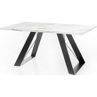 ESSTISCH Colter rechteckig ausziehbar, Weißer Marmor 140-240/80/76 cm - Ecru/Schwarz, Holzwerkstoff/Metall (80/240/76cm) - WFL GROUP