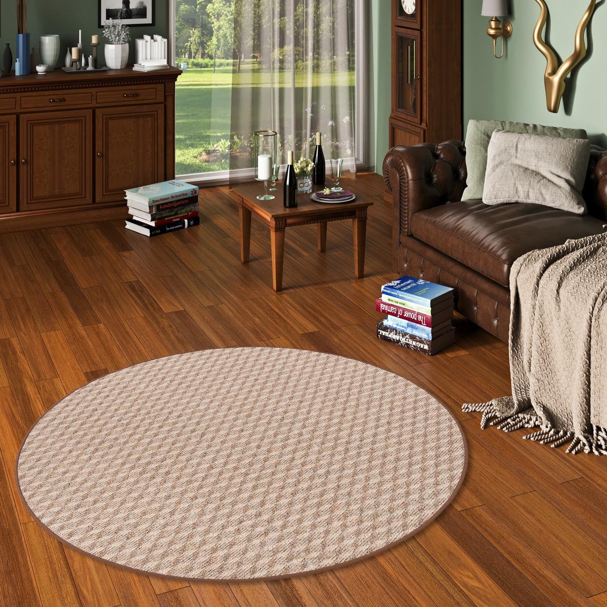 SCHLINGEN TEPPICH MODERN DIAMOND RUND - Cognac, Textil (160/160cm) - Snapstyle
