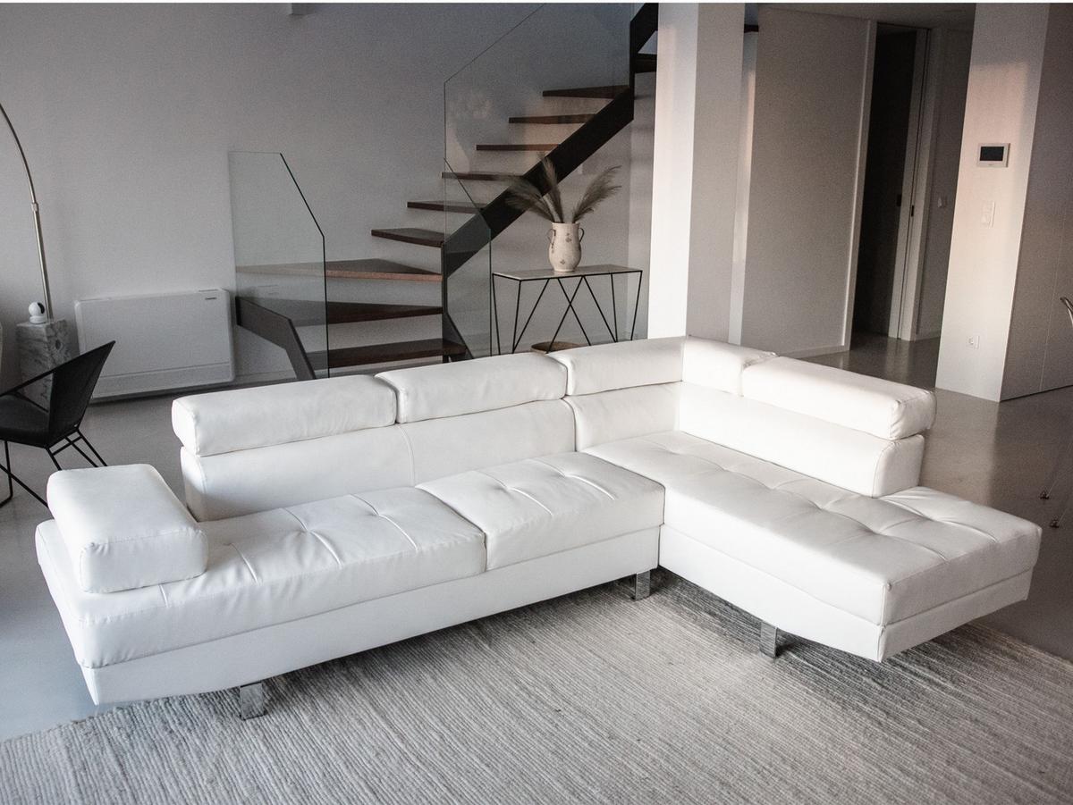 ECKSOFA Kunstleder Weiß Norrea - Weiß, Kunststoff/Textil (262/169cm) - Beliani
