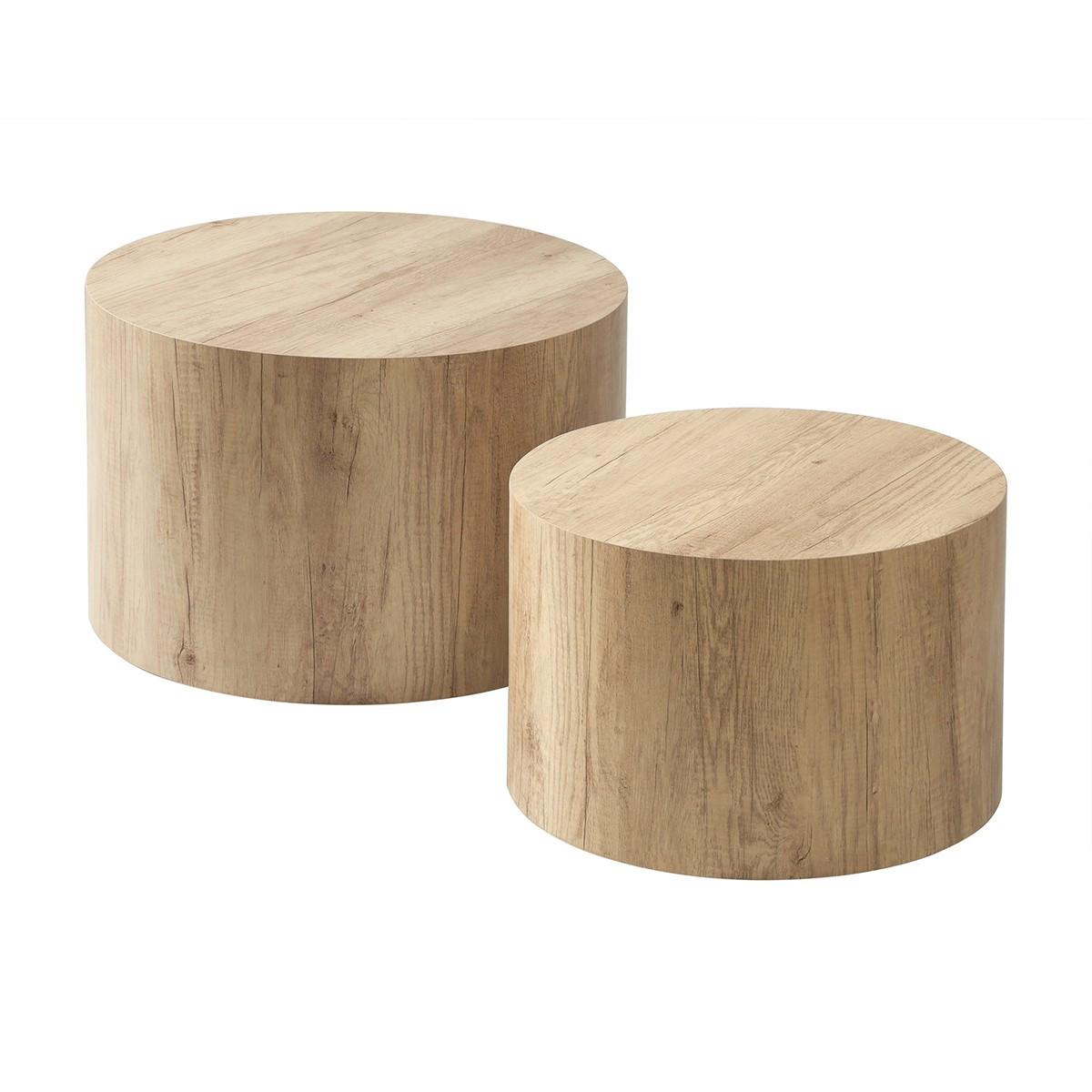 COUCHTISCHE RUND 2er set 58/58/58 cm - Eschefarben, Holzwerkstoff (65.5/58/38cm) - Calicosy