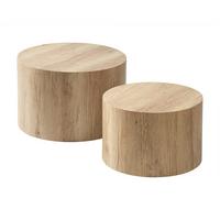 COUCHTISCHE RUND 2er set 58/58/58 cm - Eschefarben, Holzwerkstoff (65.5/58/38cm) - Calicosy