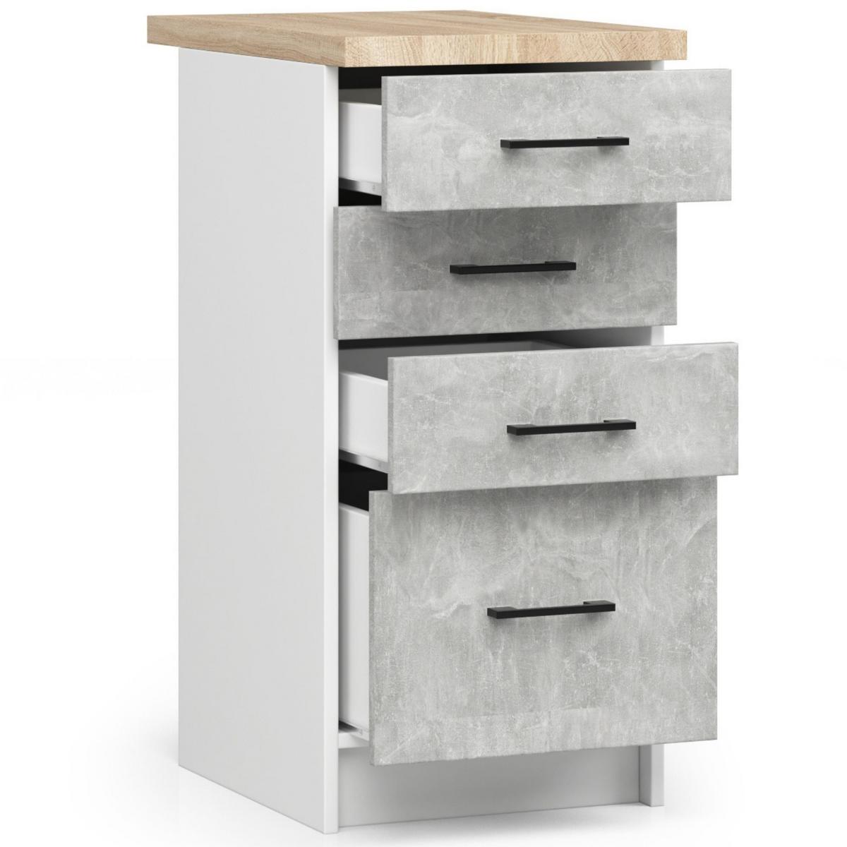 UNTERSCHRANK Weiß, Beton 85/40/46 - Weiß, Holzwerkstoff (40/85/46cm) - RAUMHIRSCH FURNITURE