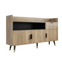 SIDEBOARD 160 cm Naturholz & Schwarz mit offenem Regal, Schublade & Türen im modernen Stil - Naturfarben, Holzwerkstoff (160/82/35cm) - Urban Meuble